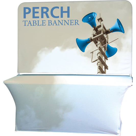 Medium Perch™ 6' Table Banner shown with 6' Stretch Table Throw (sold separately).