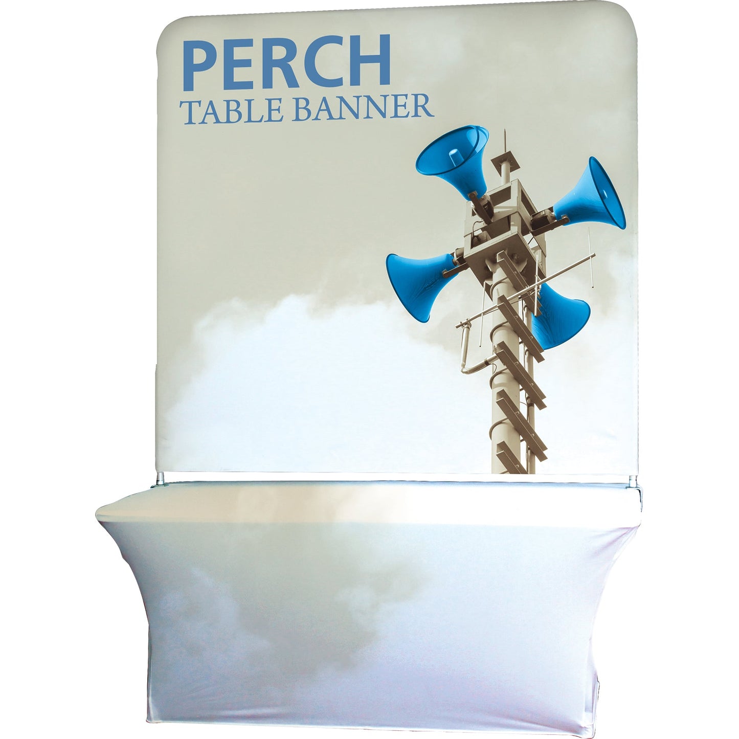 Large Perch™ 6' Table Banner shown with 6' Stretch Table Throw (sold separately).