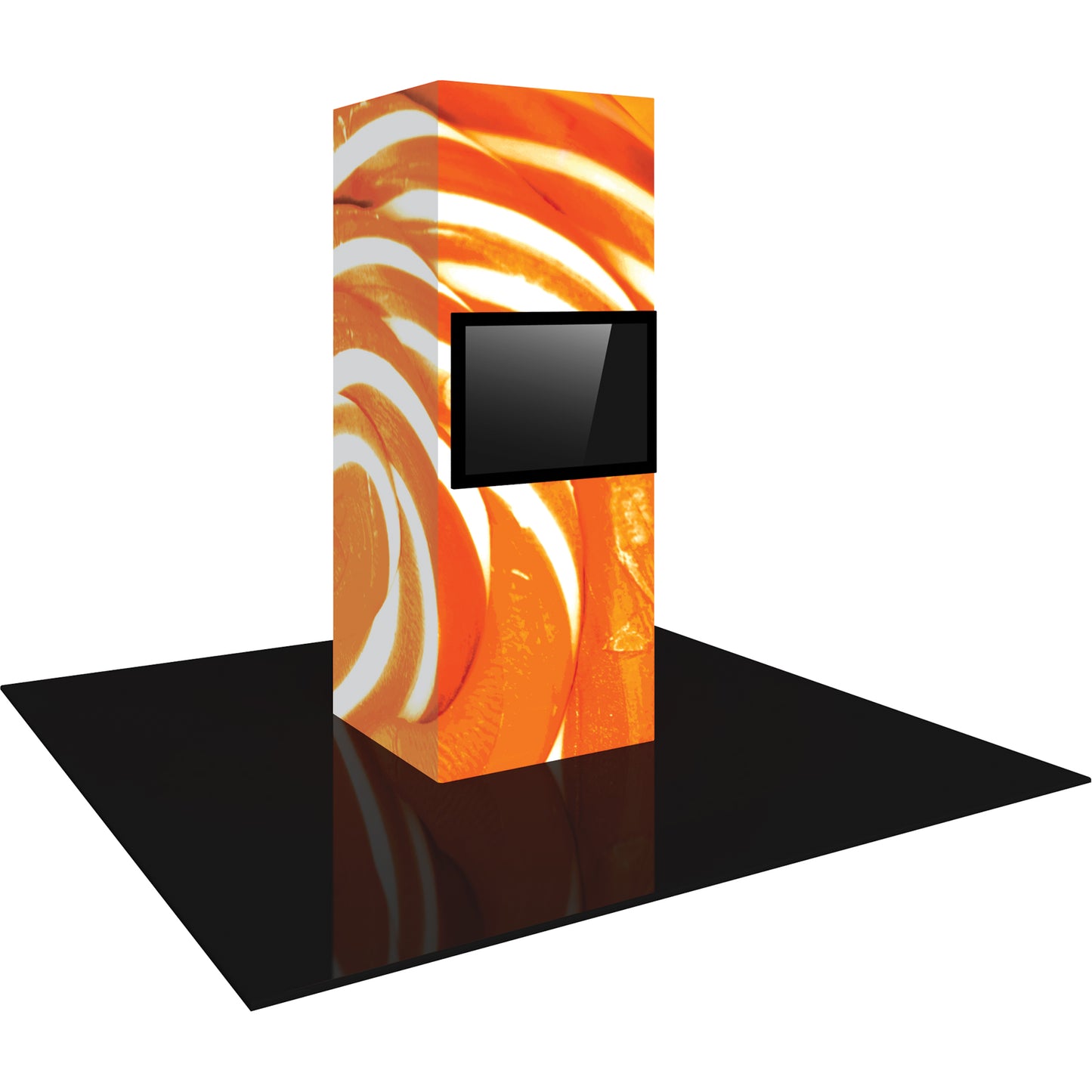 Left Angle View of Vector Frame™ Modular Backlit Monitor Tower 01.