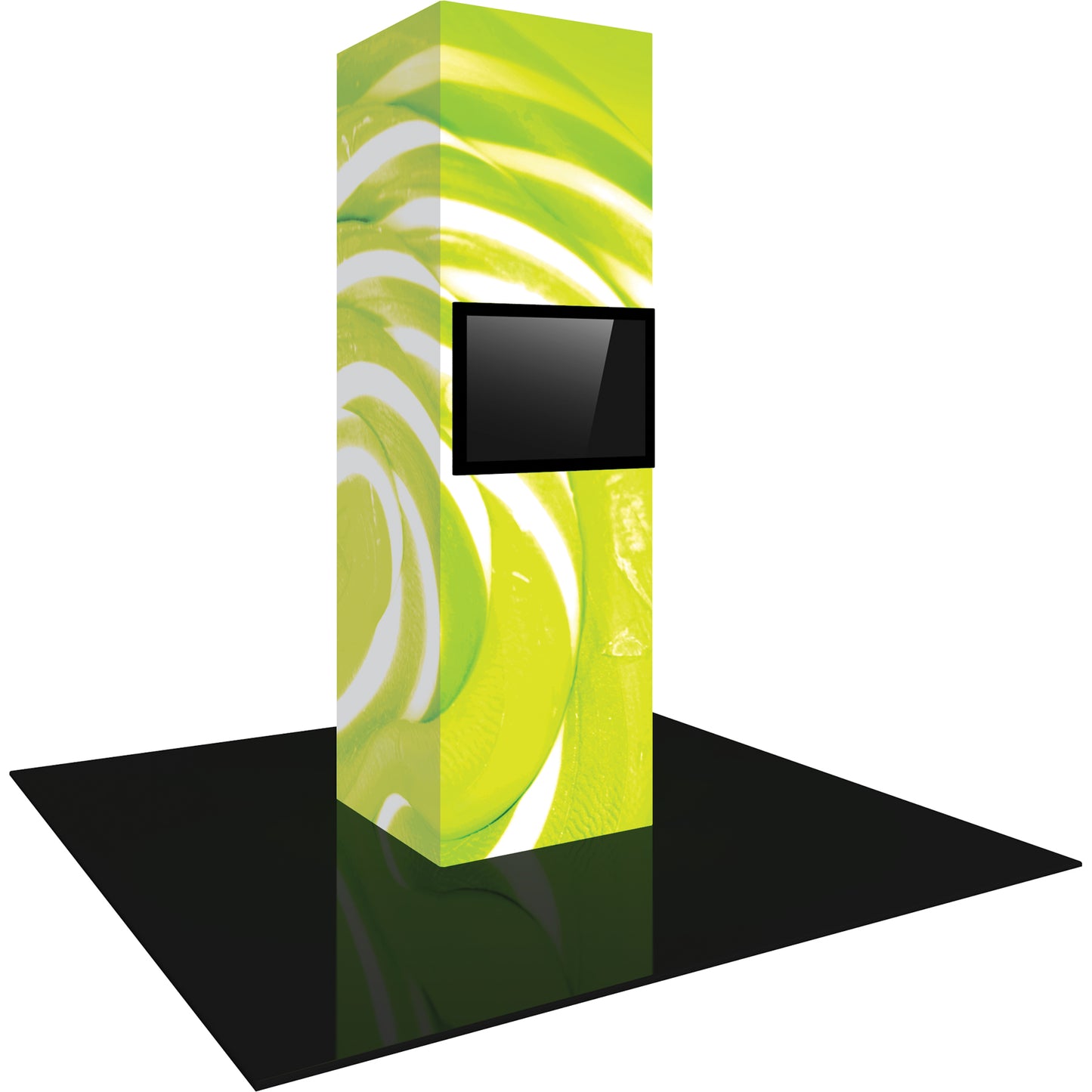 Left Angle View of Vector Frame™ Modular Backlit Monitor Tower 03.