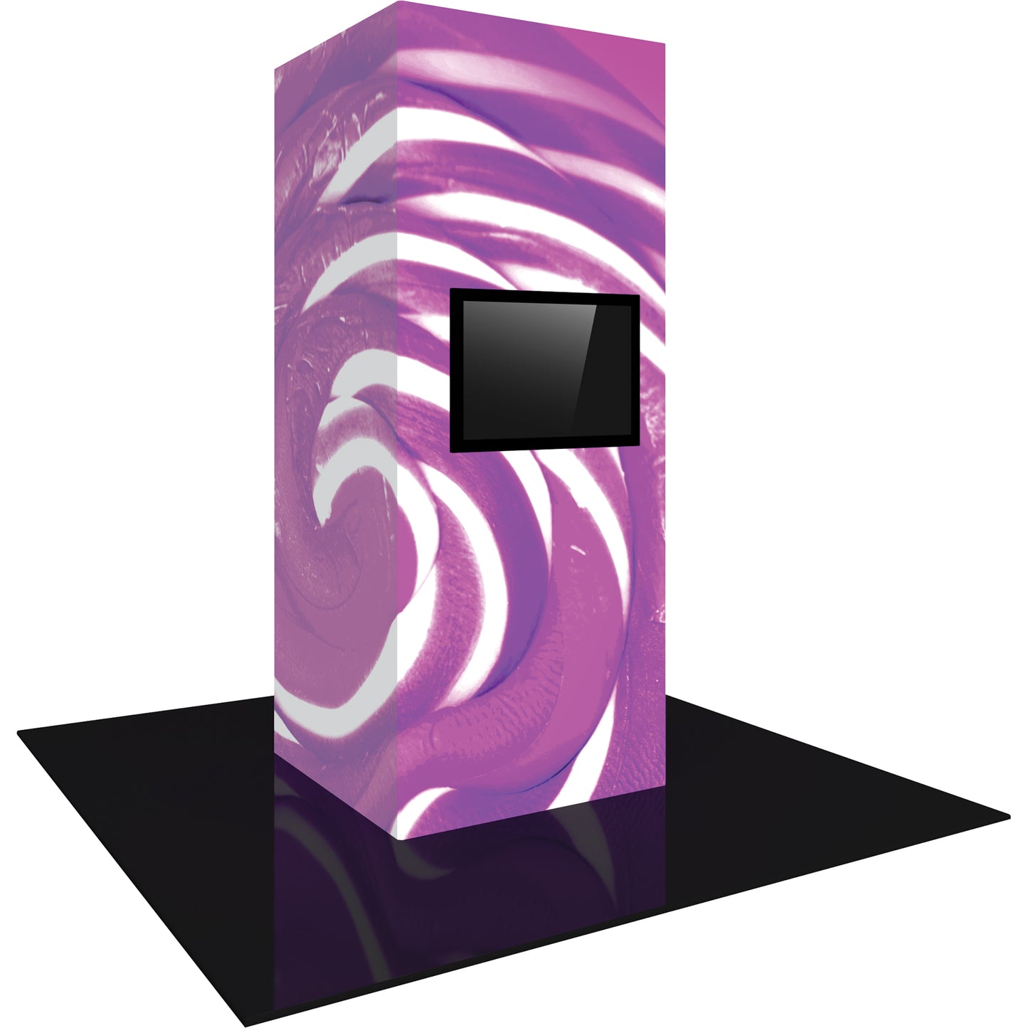 Left Angle View of Vector Frame™ Modular Backlit Monitor Tower 04.