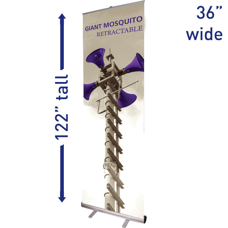 Giant Mosquito™ Retractable Banner Stand · 36″ wide, 10′ tall