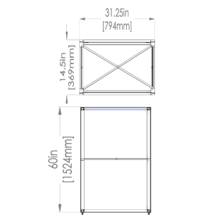 Dimensions - Top & front view of assembled frame