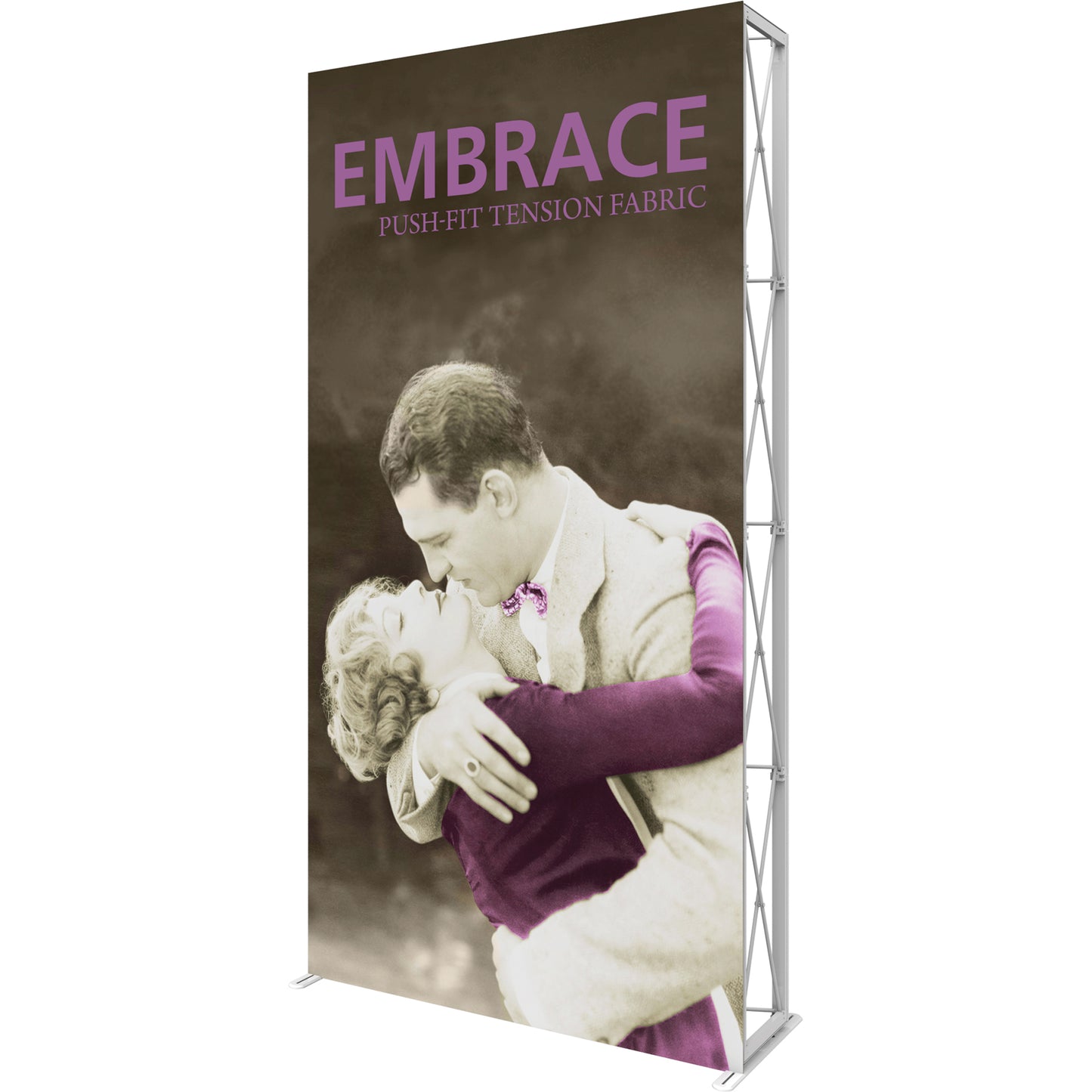 Embrace™ Tension Fabric Display · 5′ wide × 10′ tall