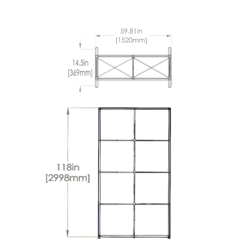 Dimensions - Top & front view of assembled frame