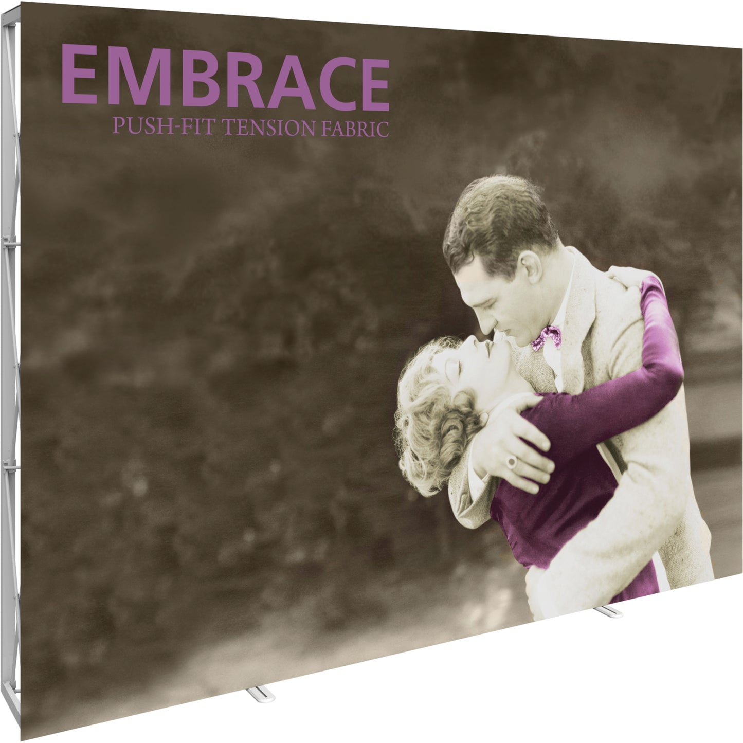 Embrace™ Tension Fabric Display · 10′ wide × 7½′ tall