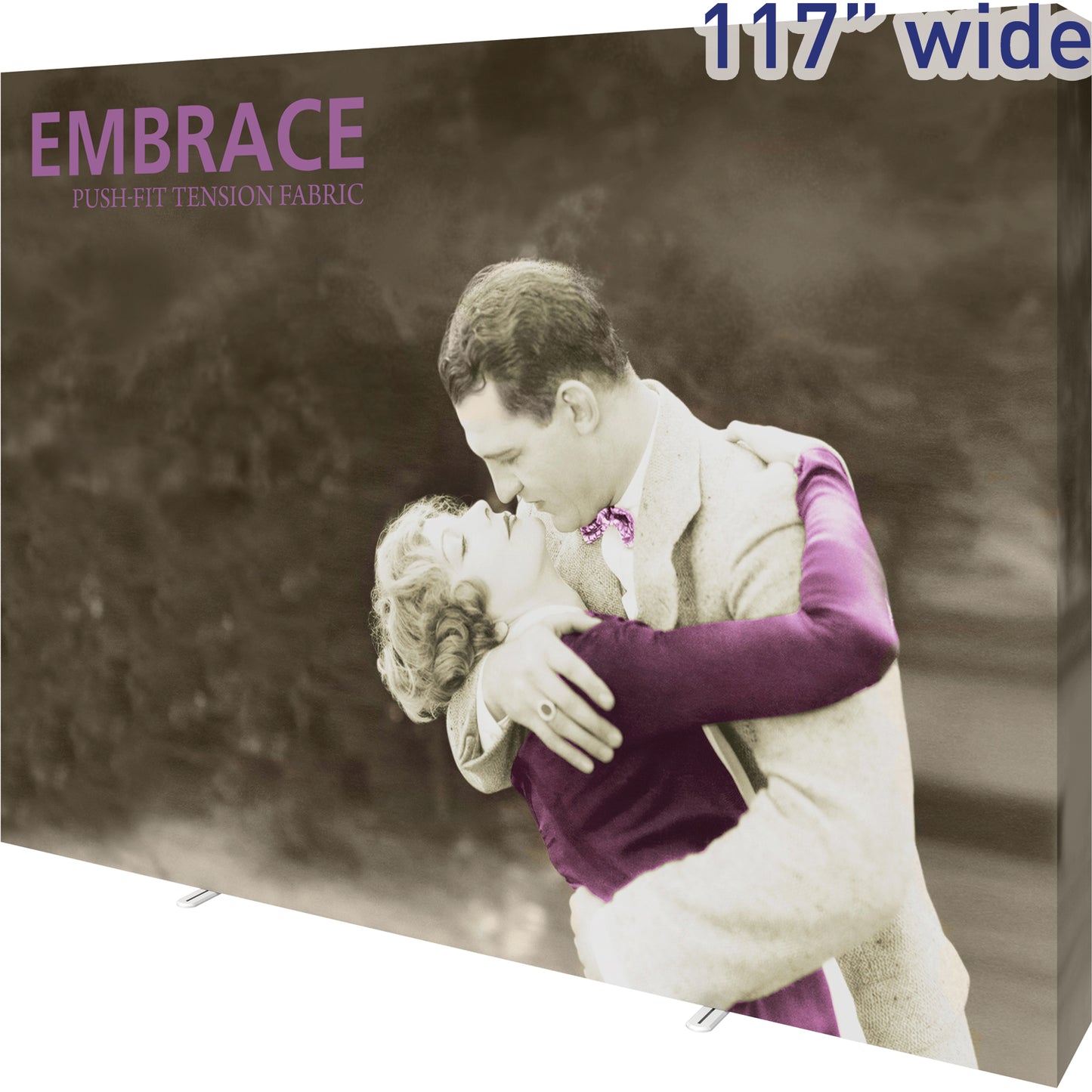 Embrace™ Tension Fabric Display · 10′ wide × 7½′ tall