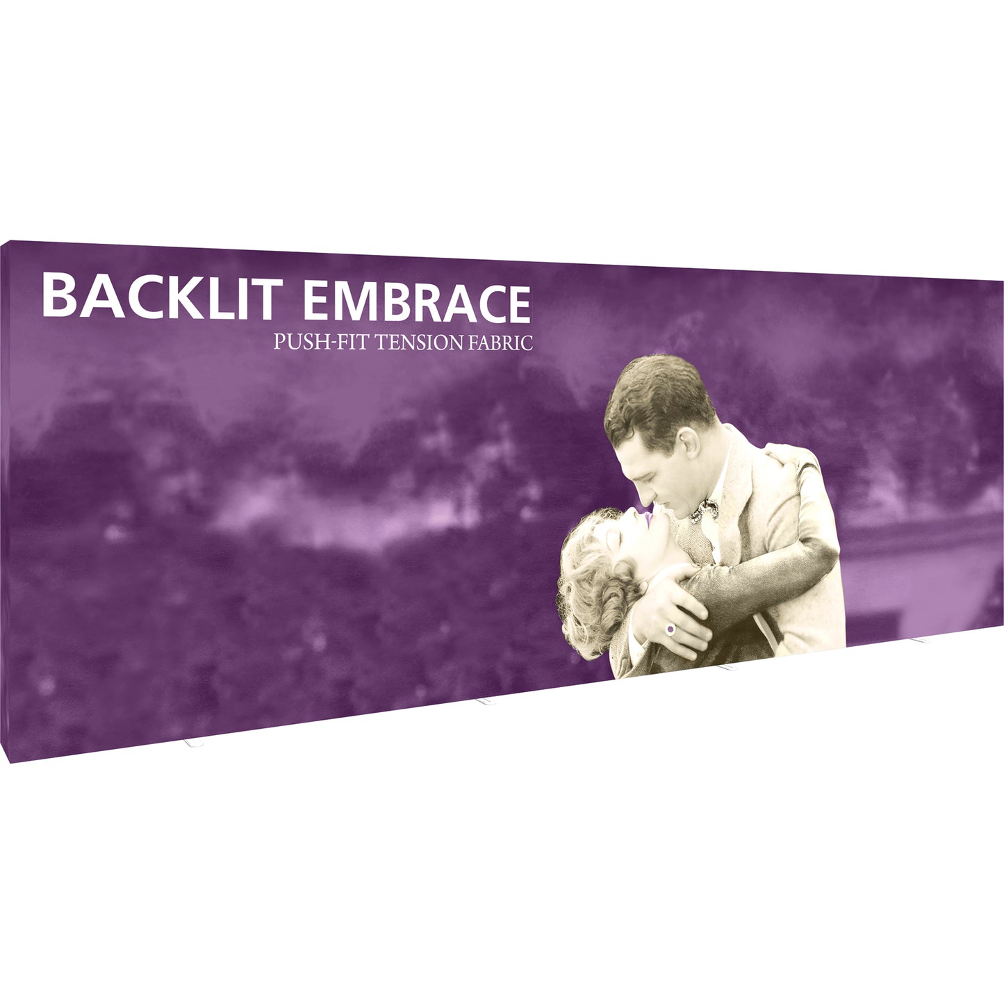 Embrace™ Tension Fabric Display · 20′ wide × 7½′ tall (BACKLIT)