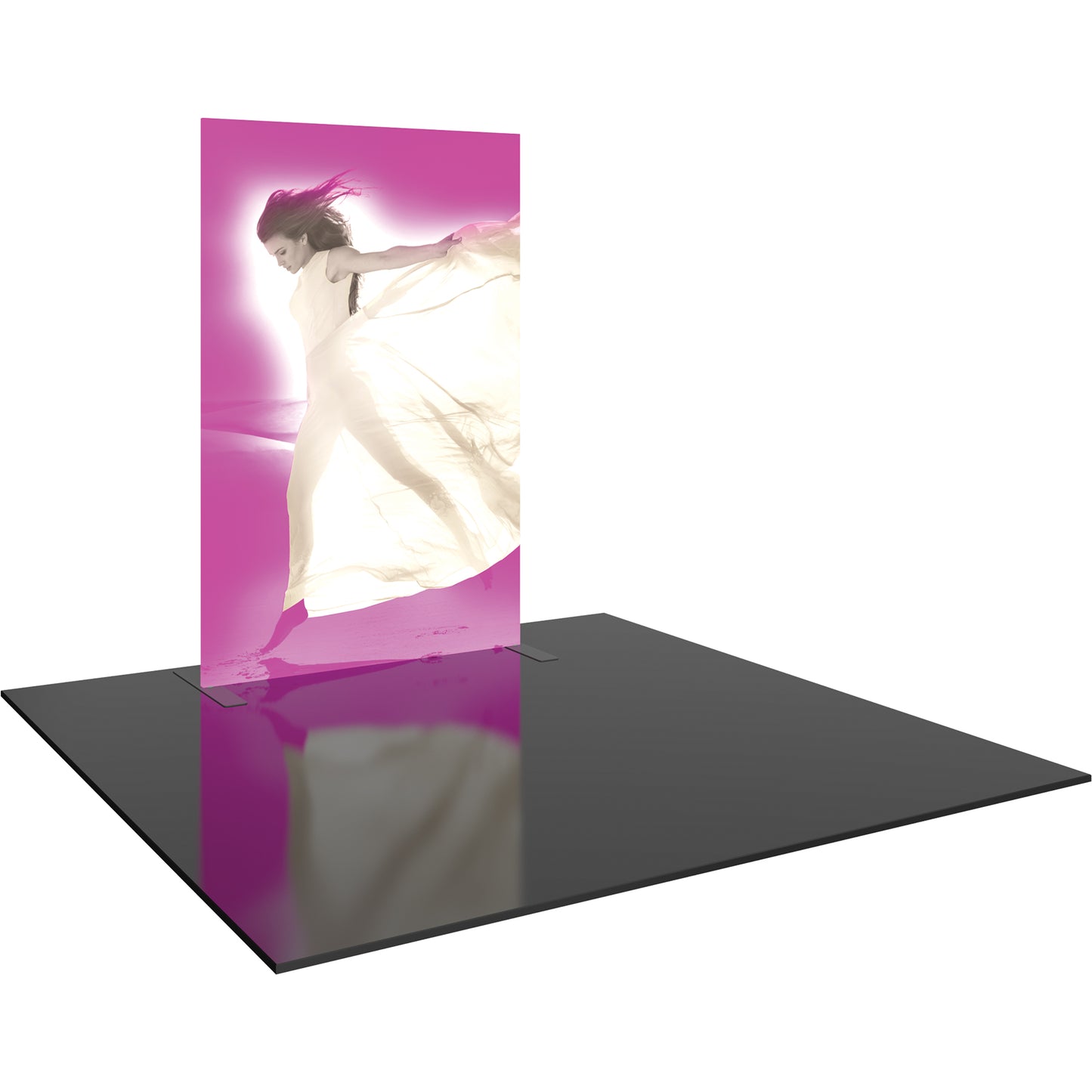 Formulate™ Master 5ft Straight Backlit Display shown facing right in a 10' x 10' space. Flooring not included.