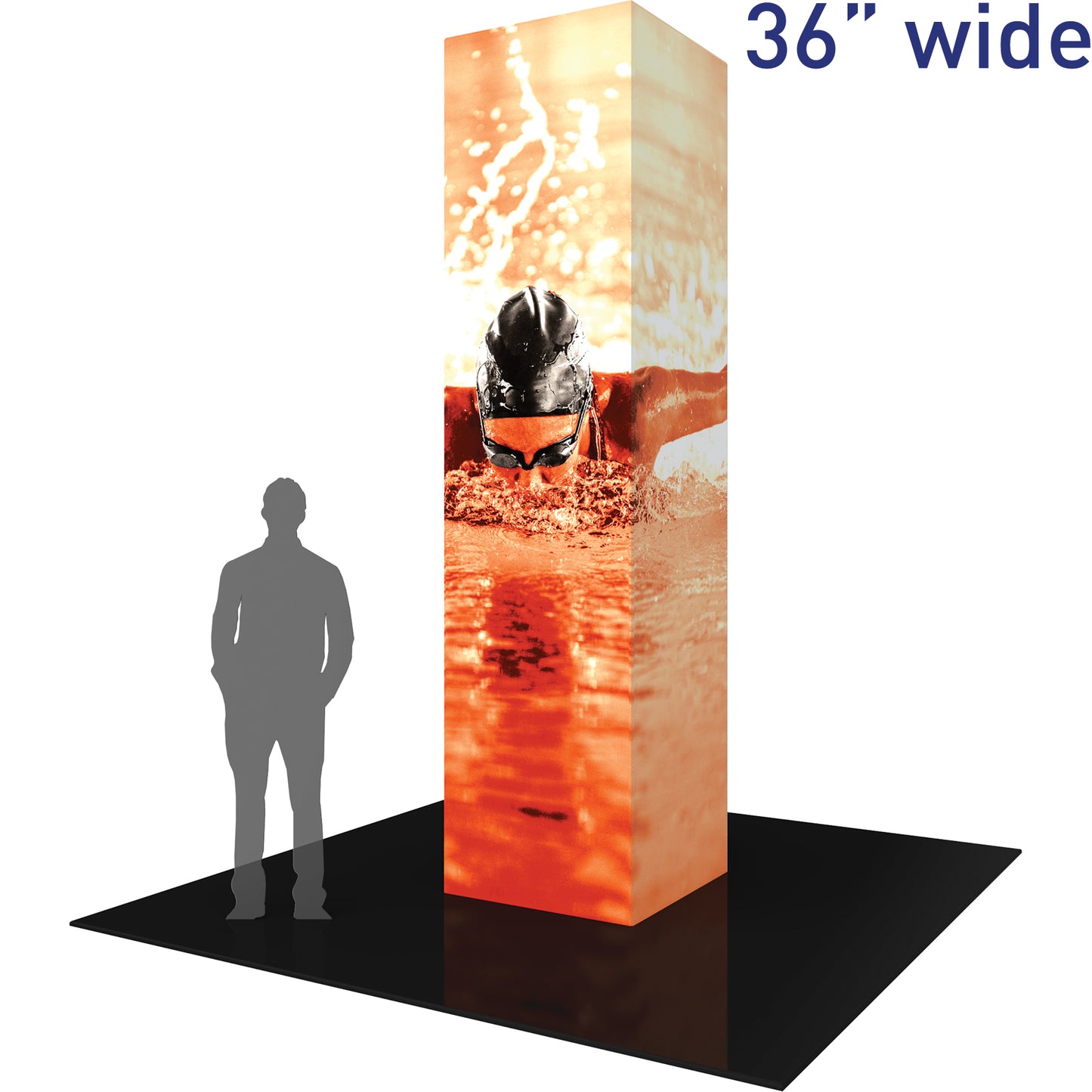 Formulate® 4-Sided Tower Display · 3′ wide × 12′ tall (BACKLIT)