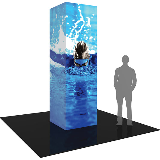 Formulate® 4-Sided Tower Display · 3′ wide × 10′ tall (BACKLIT)