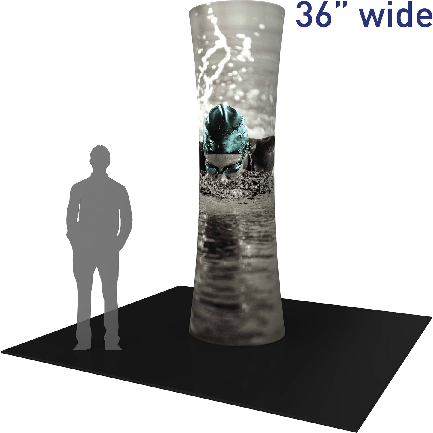 Formulate® Cylinder Tower Display · 3′ wide × 10′ tall