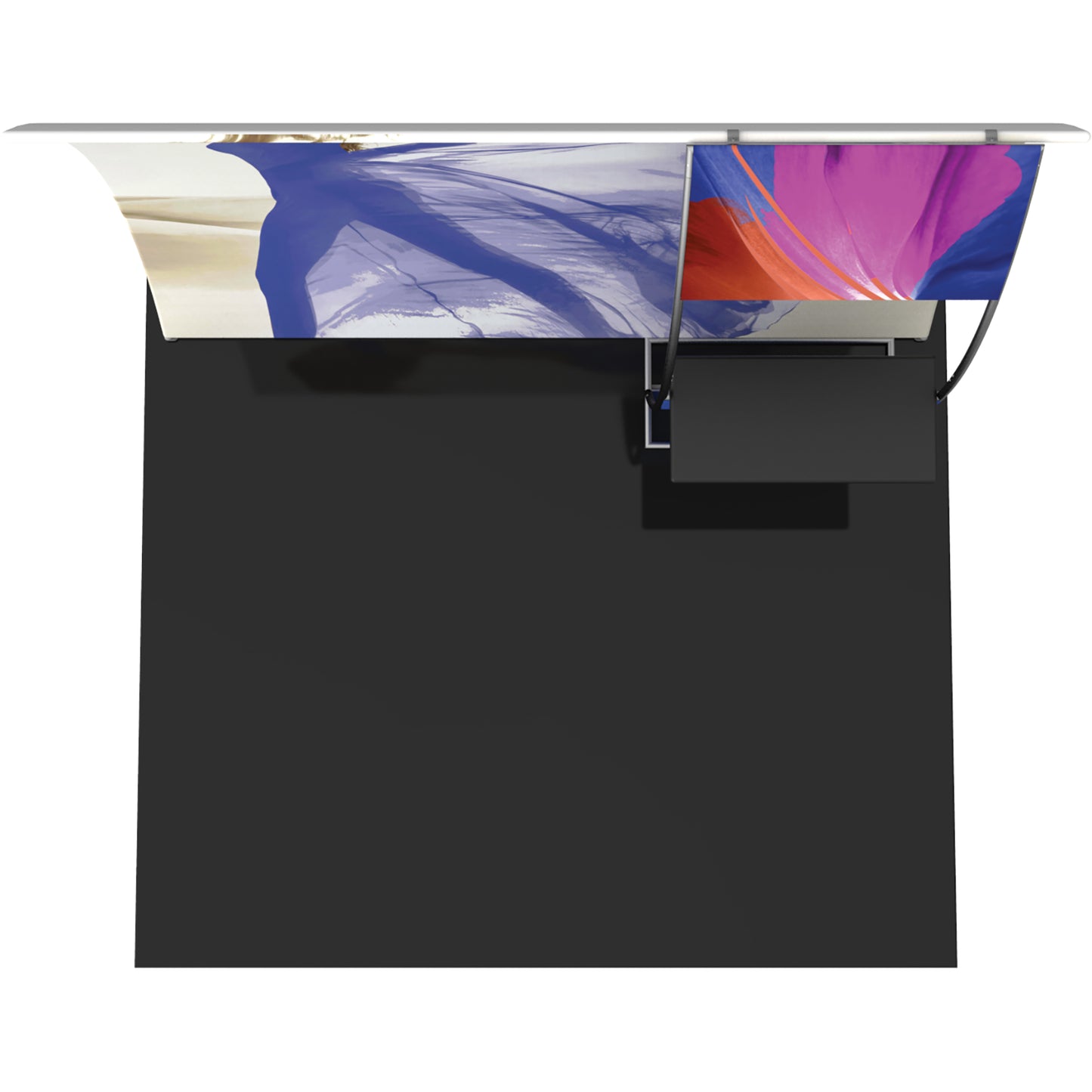 Formulate® Master Tradeshow Backdrop, Vertically Curved · 10′ wide, 7½′ tall with Monitor Accent