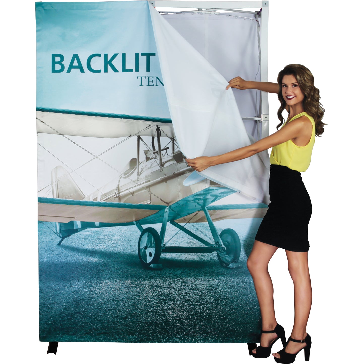 Hopup™ Pop-Up Display, Straight · 10′w × 7½′h (BACKLIT)