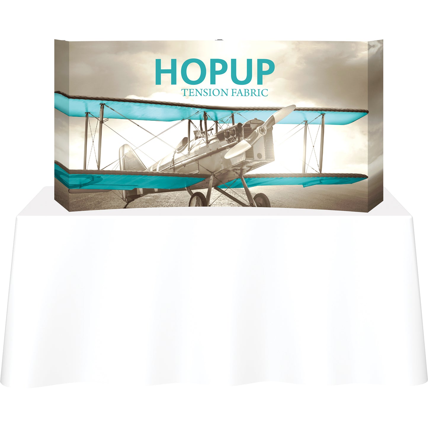 Hopup™ Tabletop Display, Curved · 5½′w × 2½′h