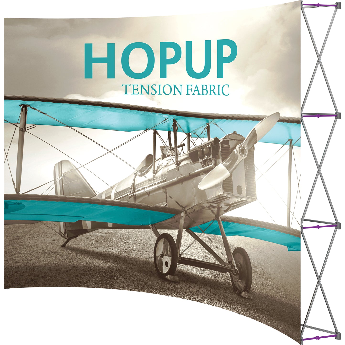 Hopup™ Pop-Up Display, Curved · 10′w × 7½′h