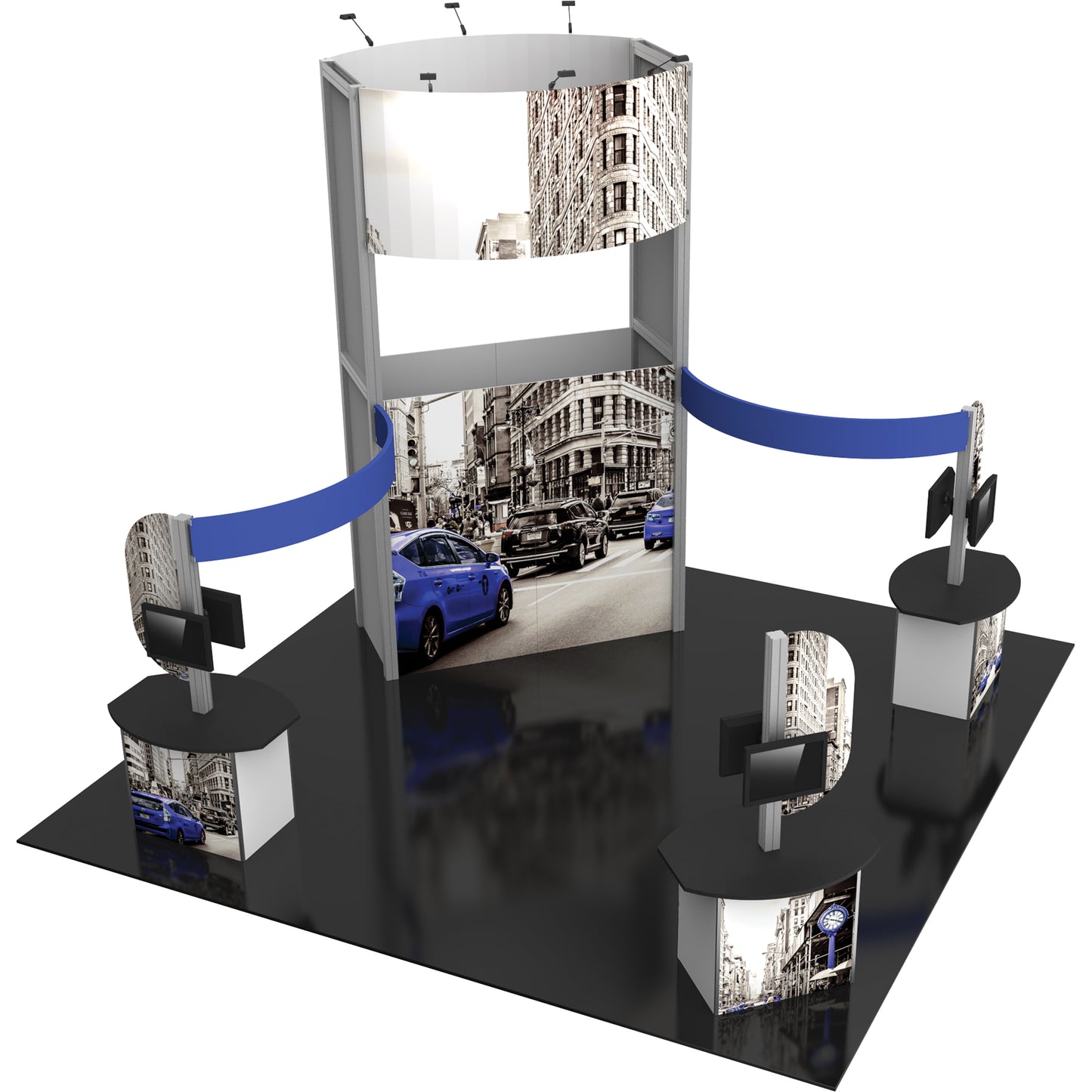 Hybrid Pro™ Island Exhibit, Display Kit 17 · 20′ × 20′