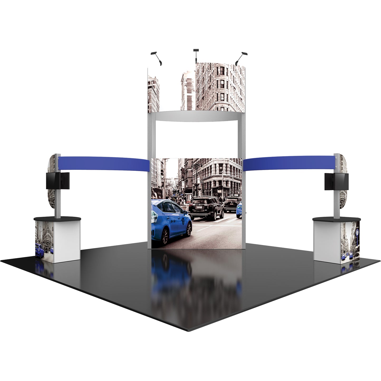 Hybrid Pro™ Island Exhibit, Display Kit 17 · 20′ × 20′