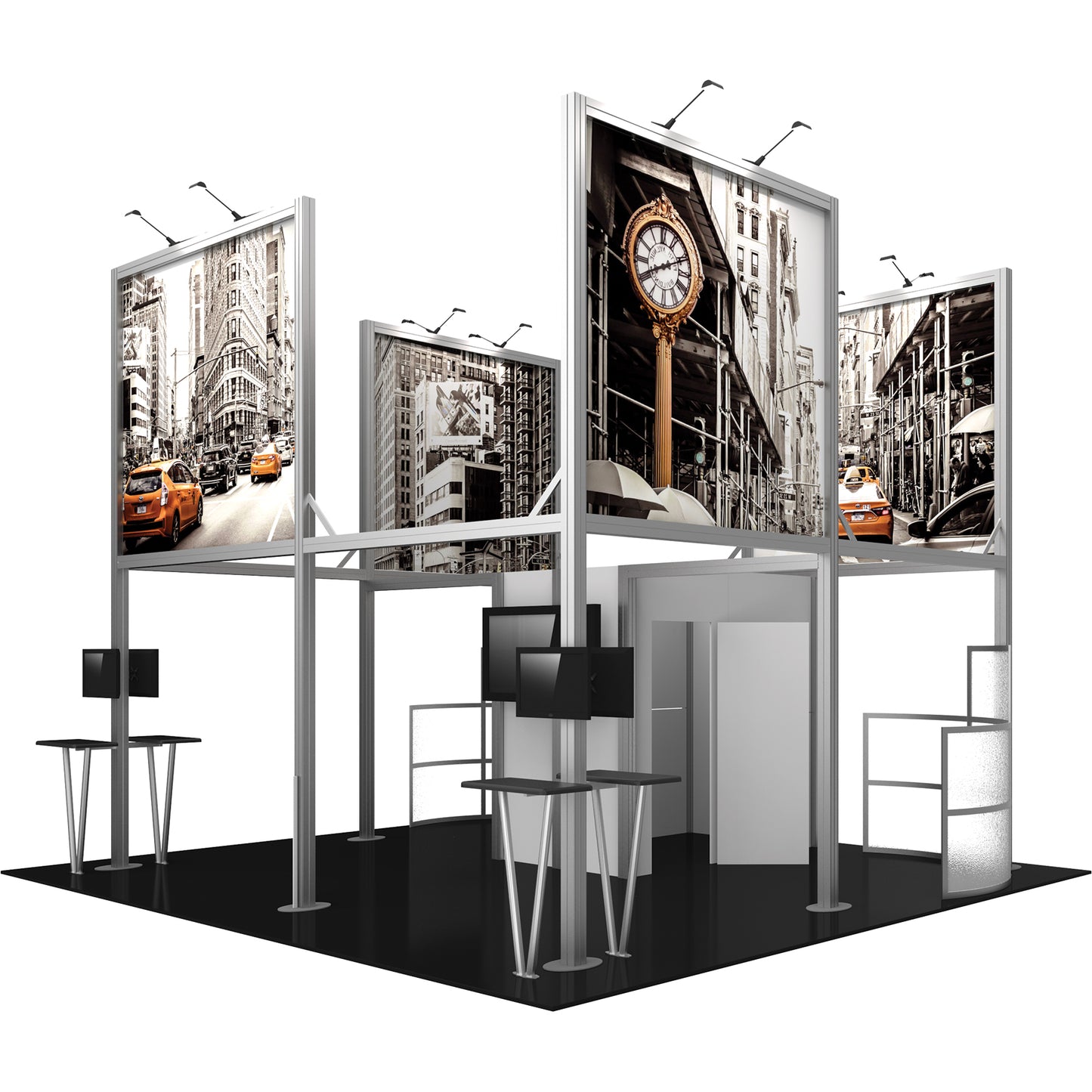 Hybrid Pro™ Island Exhibit, Display Kit 19 · 20′ × 20′