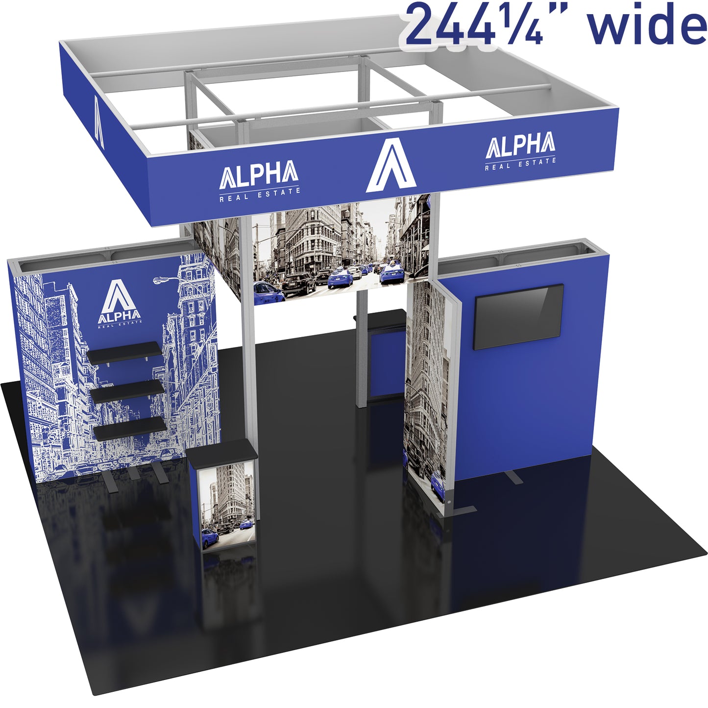 Hybrid Pro™ Island Exhibit, Display Kit 23 · 20′ × 20′