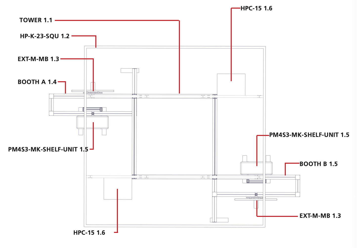 Hybrid Pro™ Island Exhibit, Display Kit 23 · 20′ × 20′