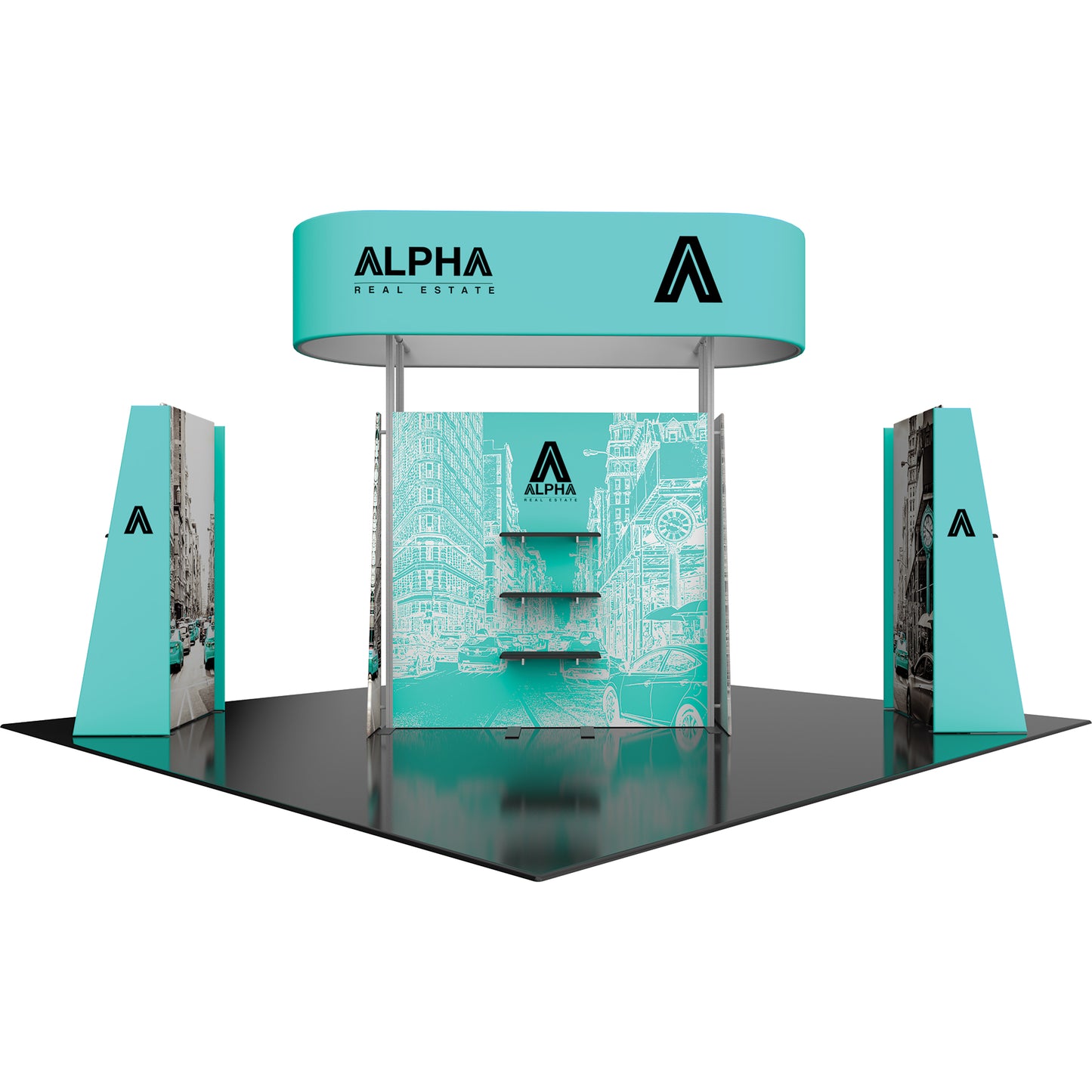 Hybrid Pro™ Island Exhibit, Display Kit 29 · 20′ × 20′