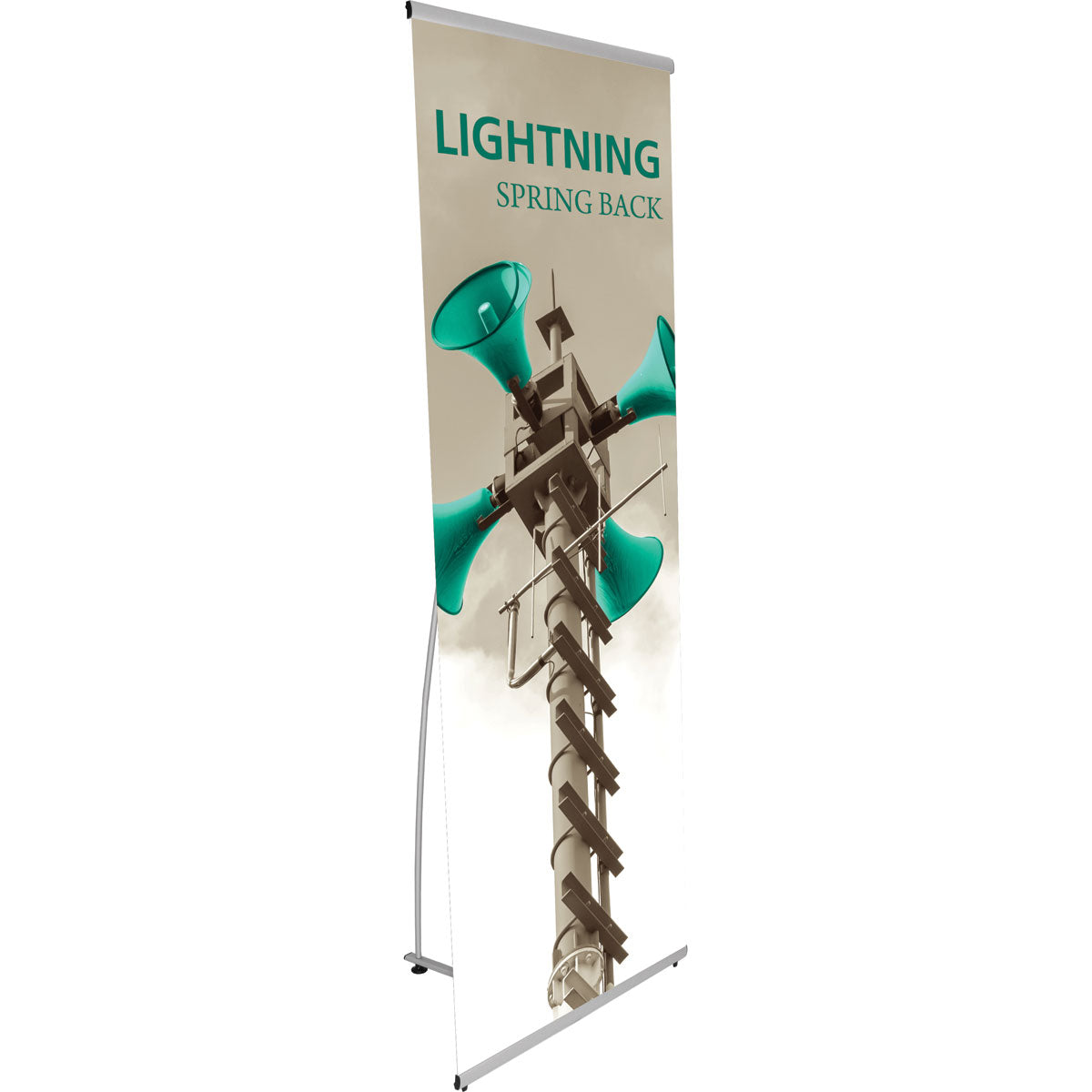 Lightning™ Tension Banner Stand · 31″w × 77″h