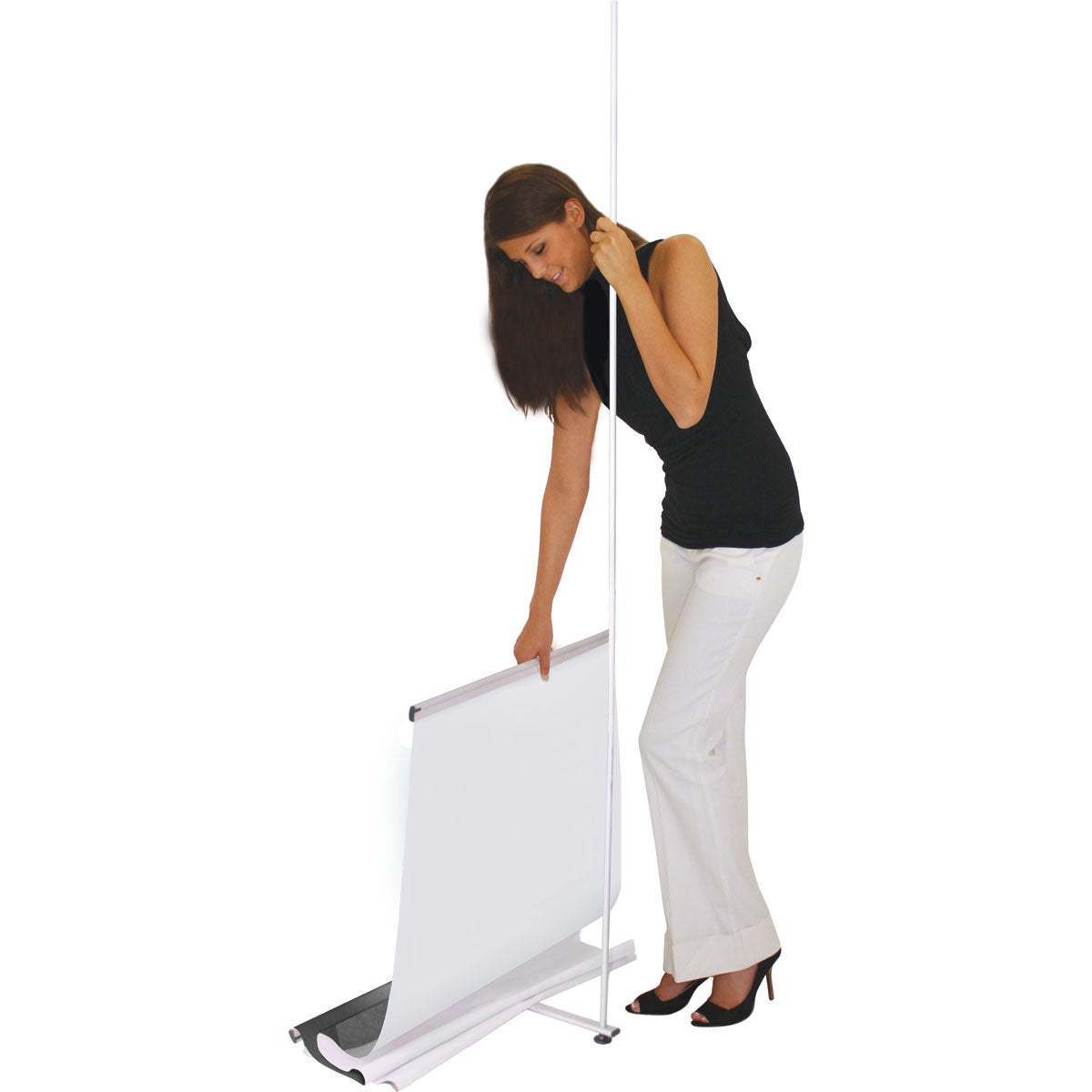 Lightning™ Tension Banner Stand · 31″w × 77″h