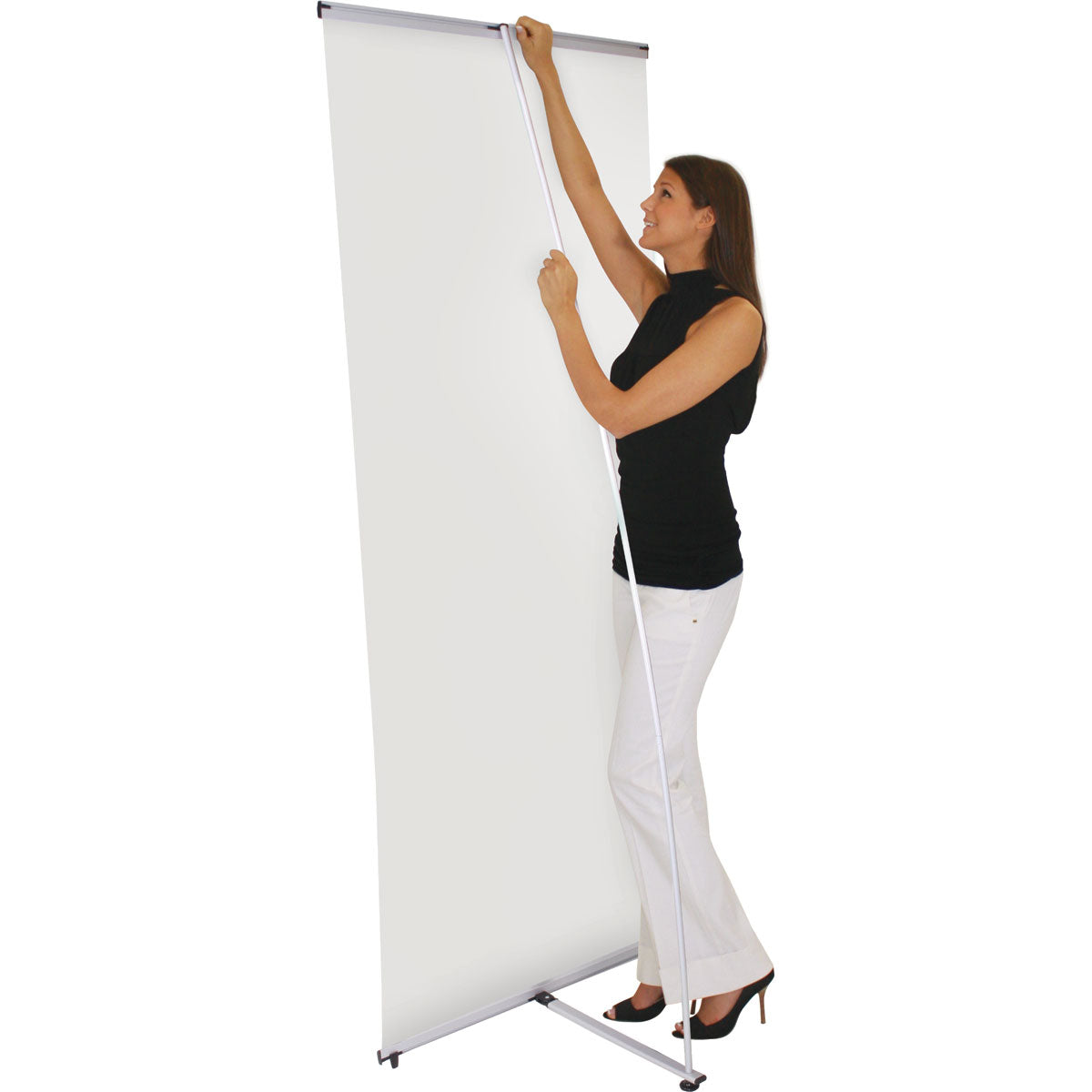 Lightning™ Tension Banner Stand · 31″w × 77″h