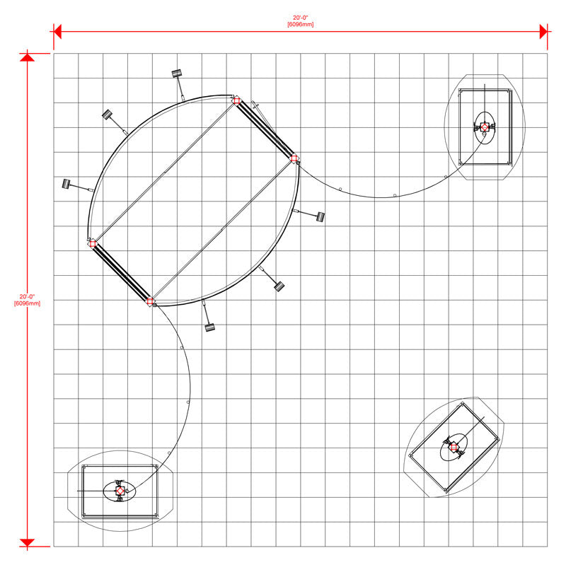 Hybrid Pro™ Island Exhibit, Display Kit 17 · 20′ × 20′