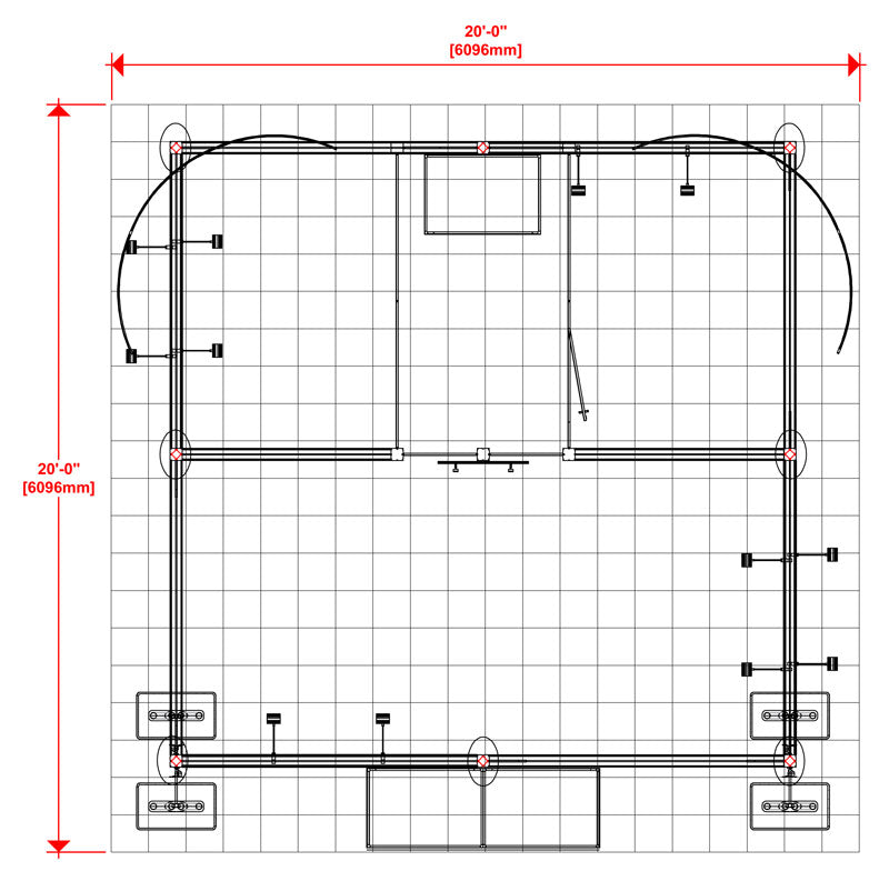 Hybrid Pro™ Island Exhibit, Display Kit 19 · 20′ × 20′