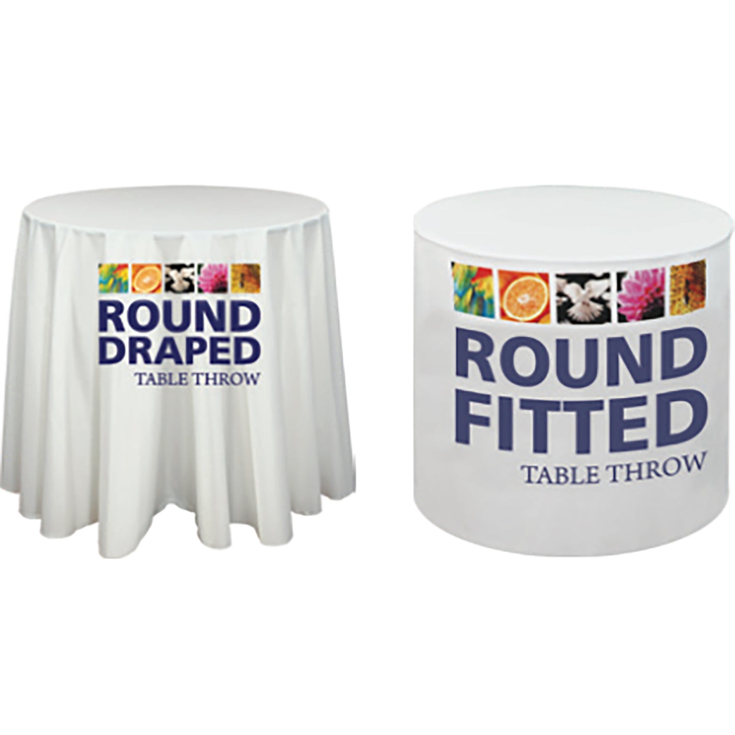 Custom Printed Round Tablecloth with Logo Graphic · 30″ × 42″ (Bar Height)