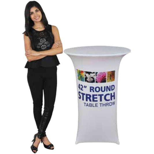 Custom Printed Round Tablecloth with Logo Graphic · 30″ × 42″ (Bar Height)