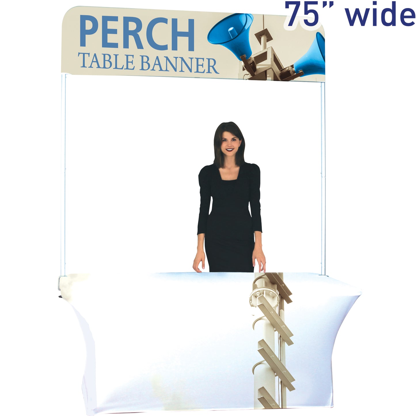 Short Perch™ 6' Table Banner shown with 6' Stretch Table Throw (sold separately).