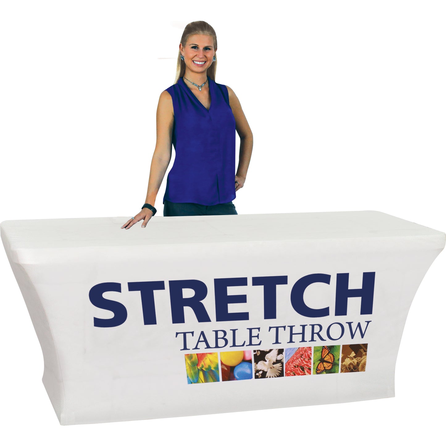 Custom Print Stretch Table Cover with Logo & Graphics · Wrinkle-Free