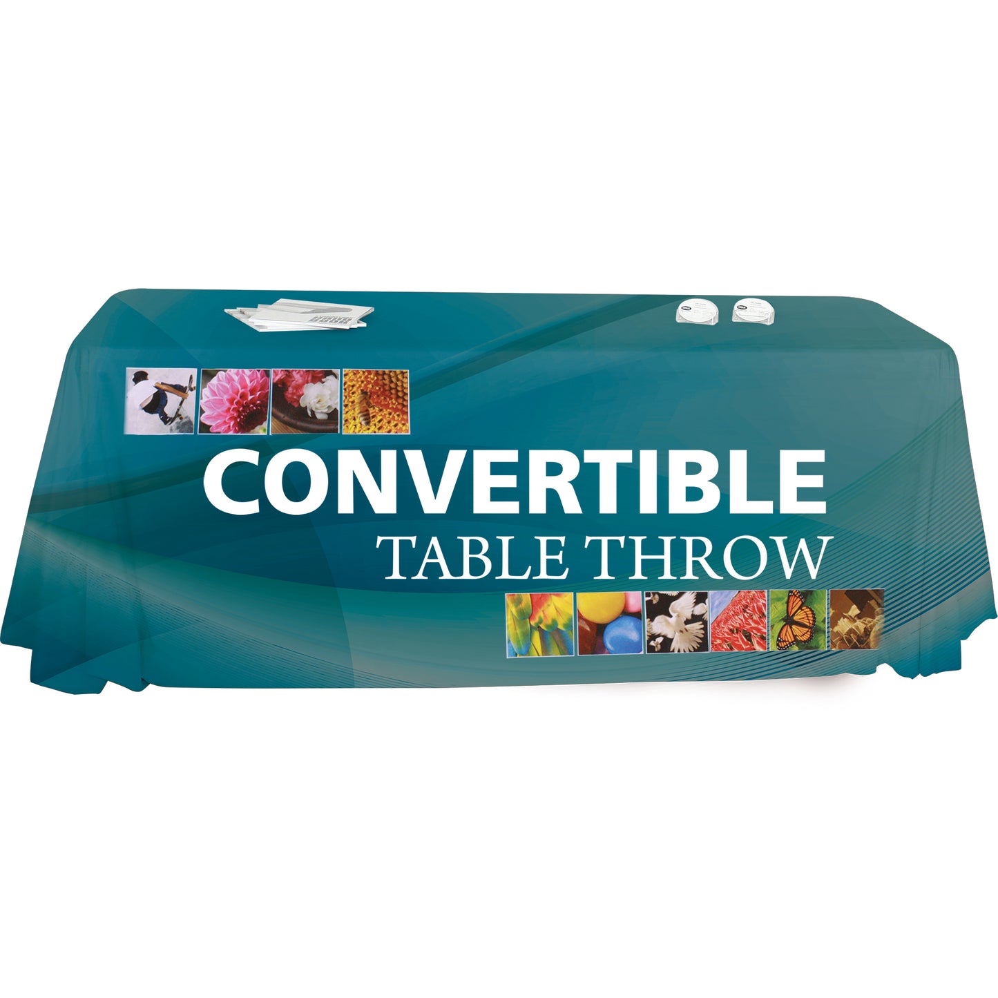 Custom Printed Tablecloth with Logo & Graphics ∙ Convertible Sizes 6′/8′