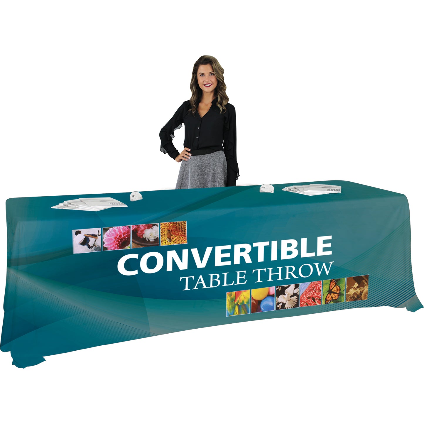 Custom Printed Tablecloth with Logo & Graphics ∙ Convertible Sizes 6′/8′