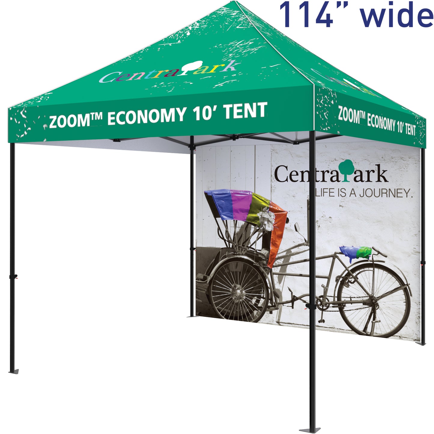 Shown With 10' Economy Tent Frame & Custom-Printed Canopy (Both Sold Separately).