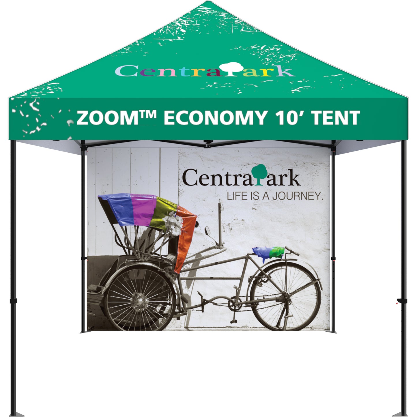 Shown With 10' Economy Tent Frame & Custom-Printed Canopy (Both Sold Separately).