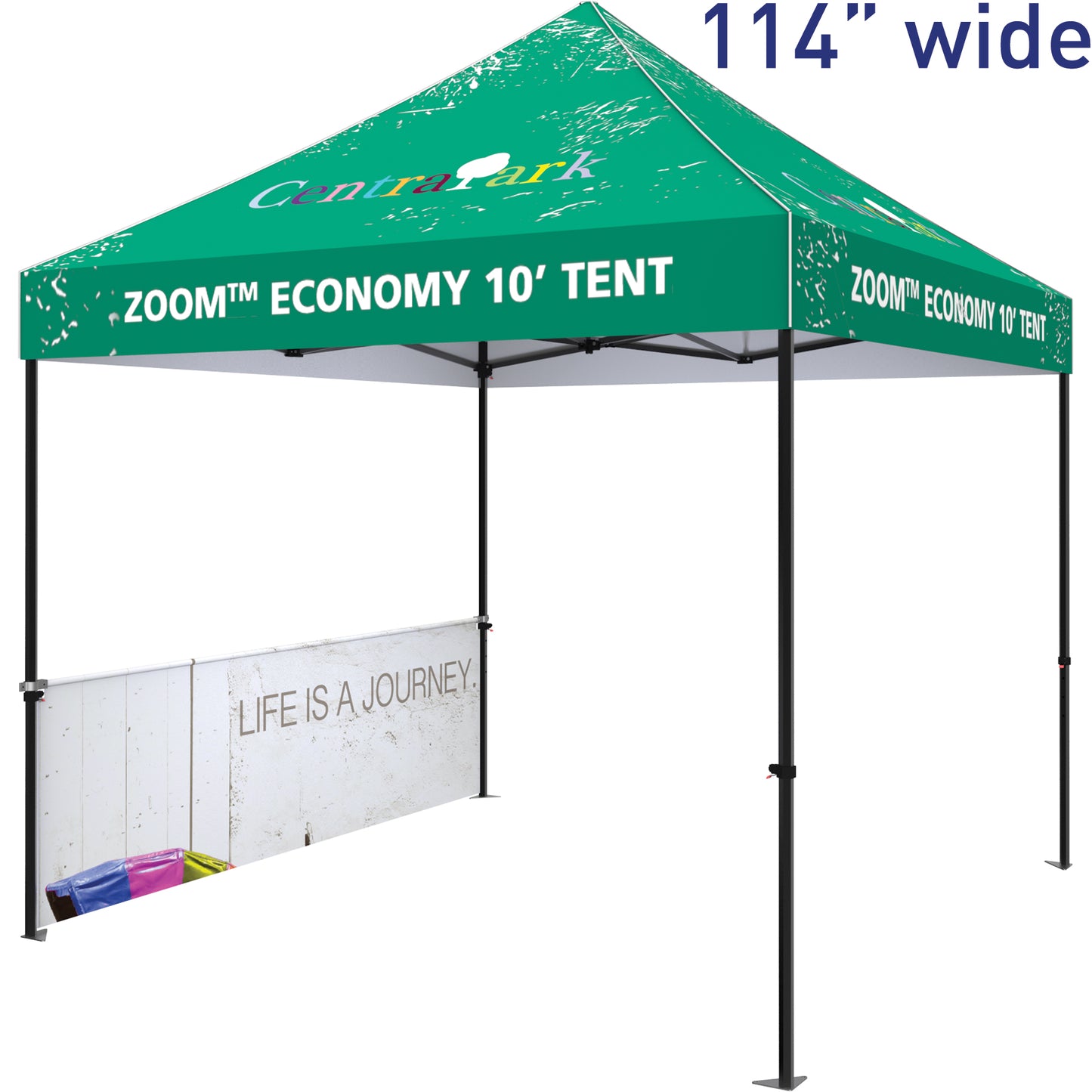 Shown With 10' Economy Tent Frame & Custom-Printed Canopy (Both Sold Separately).